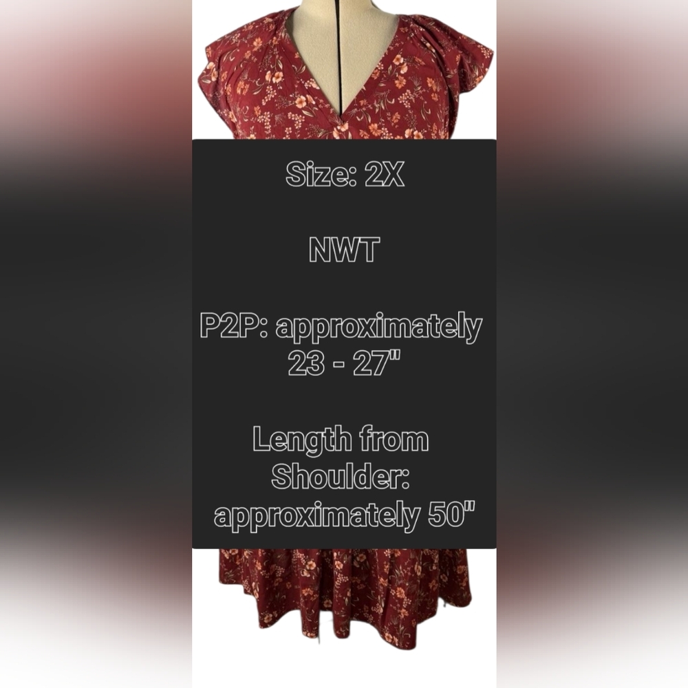 OLD NAVY Waist-Defined Flutter-Sleeve Smocked Floral Midi Dress Size: 2X - Picture 6 of 8